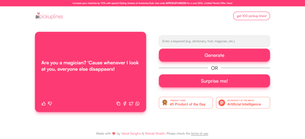 AI Pickup Lines Generator