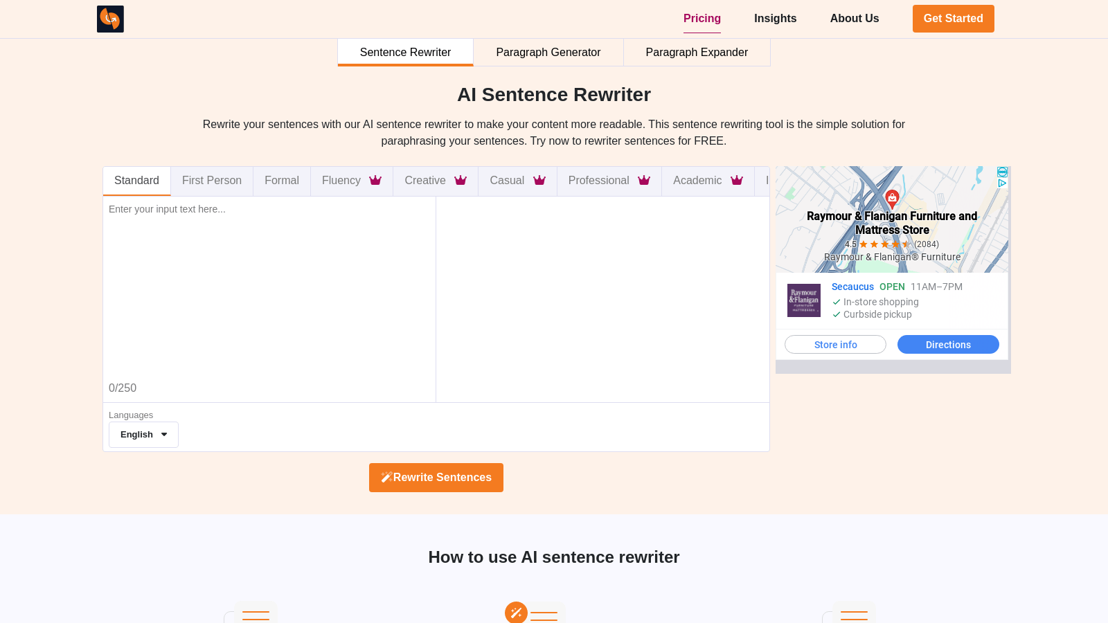 AI Sentence Rewriter