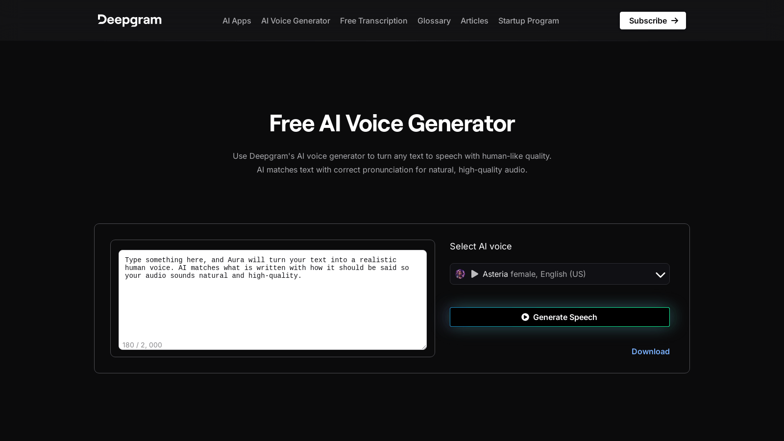Deepgram AI Voice Generator